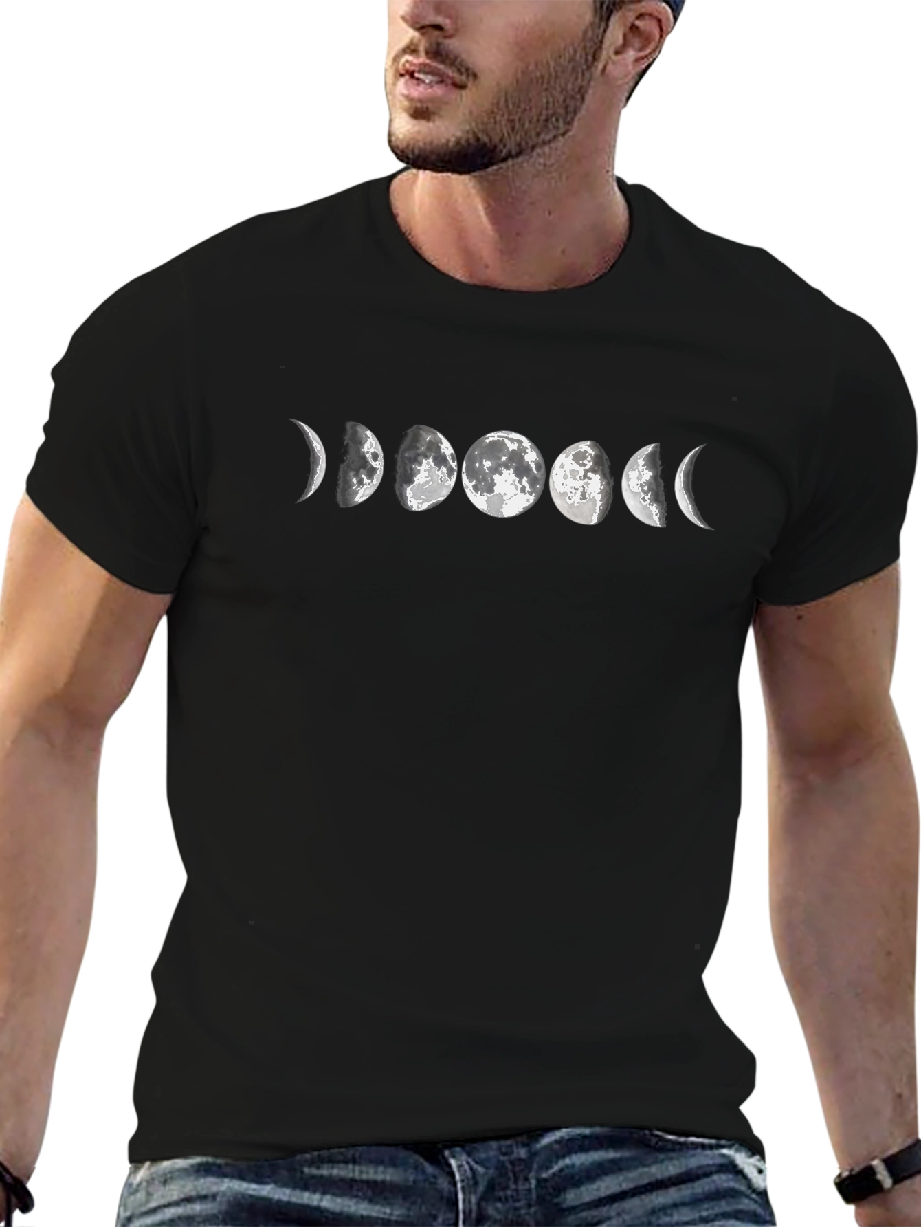Lunar Phase Graphic Tee - Black