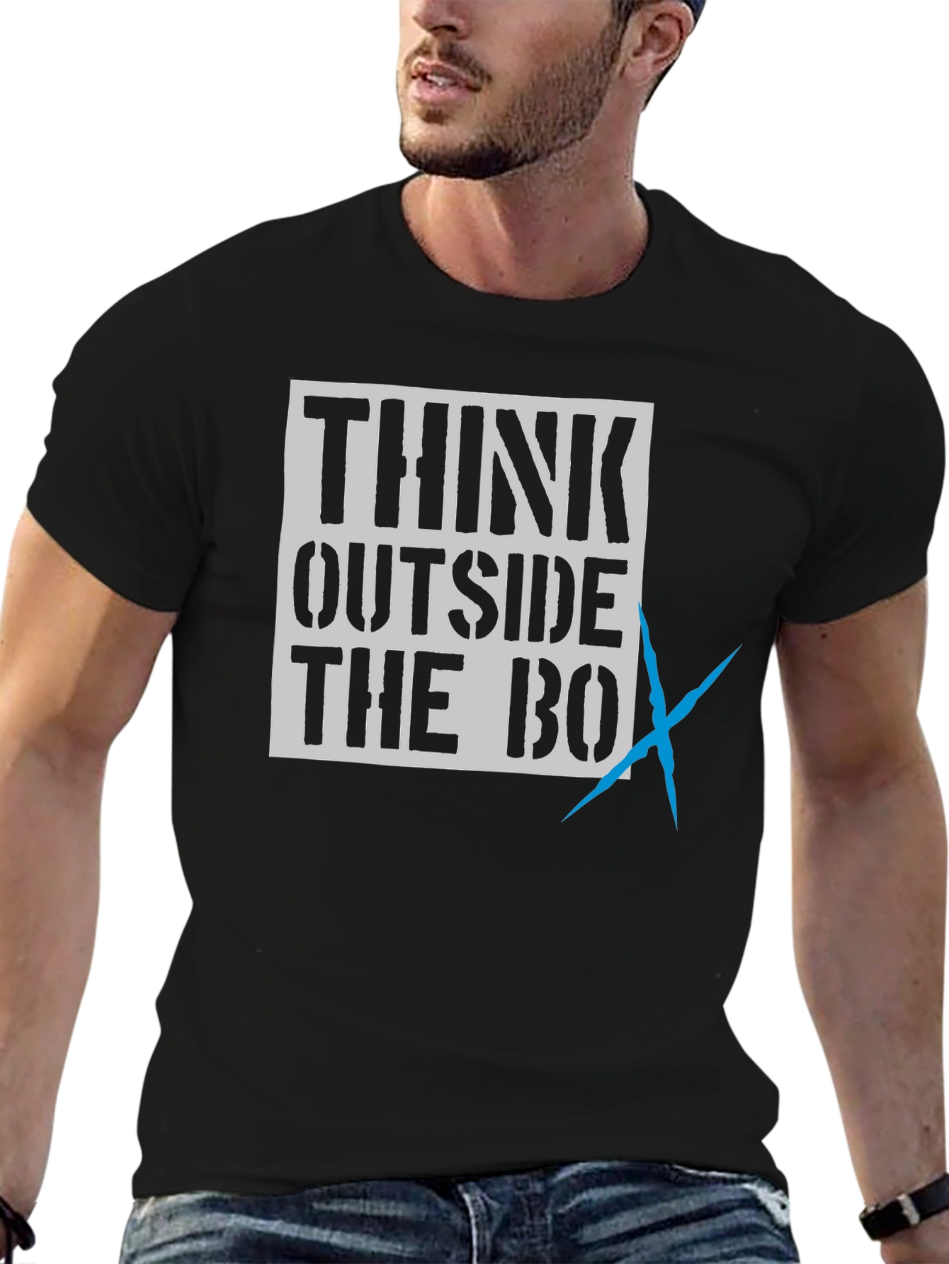 Think Outside the Box Black Graphic Tee