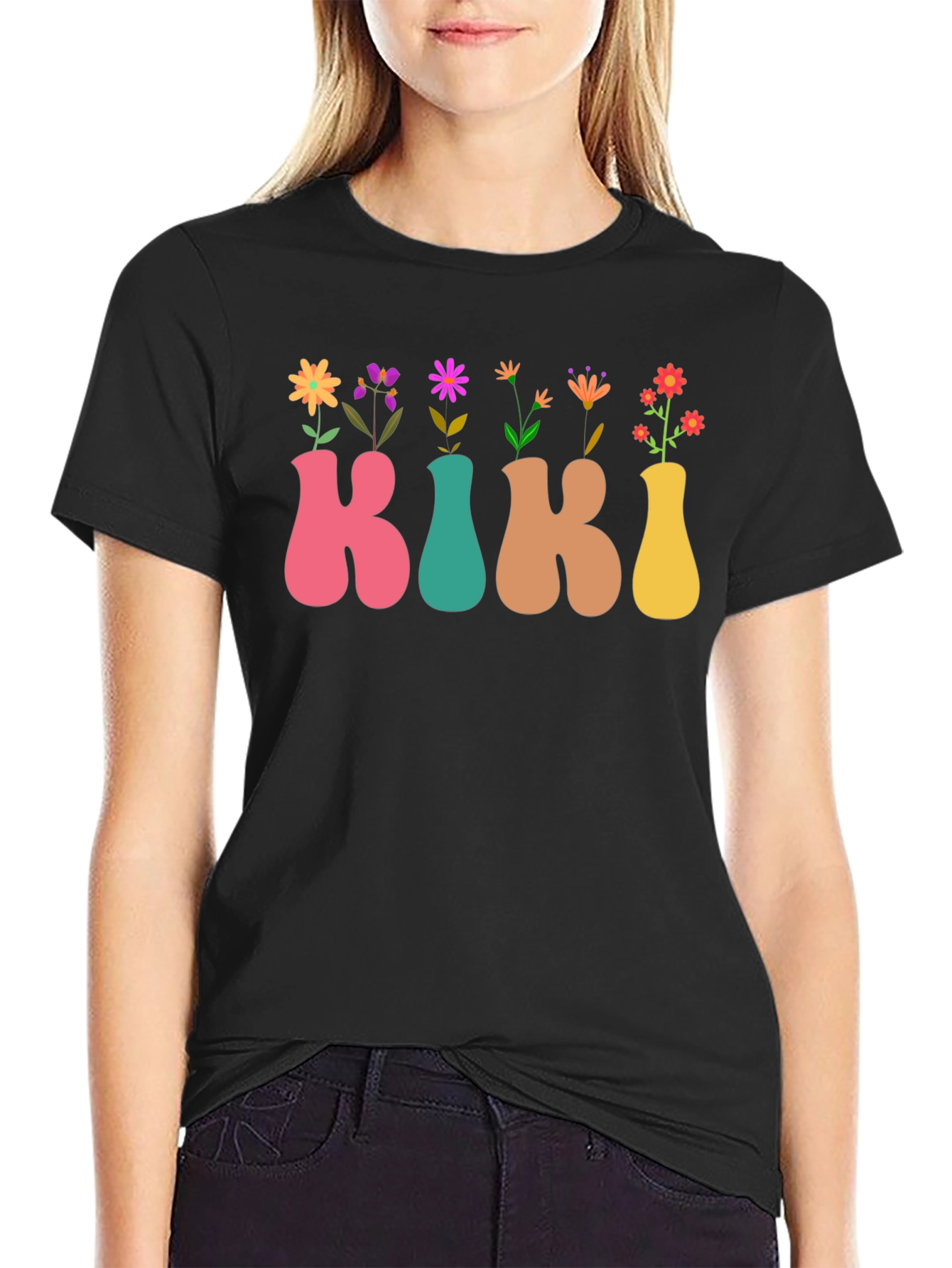 Kiki Flower Vase T-Shirt - Floral Initial Tee