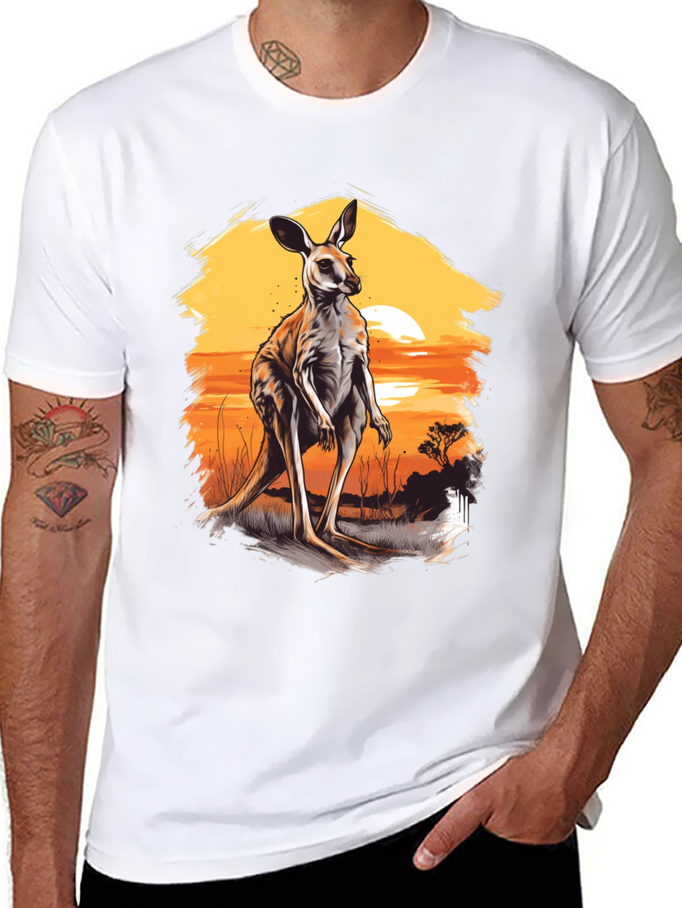 Kangaroo Sunset Graphic T-Shirt