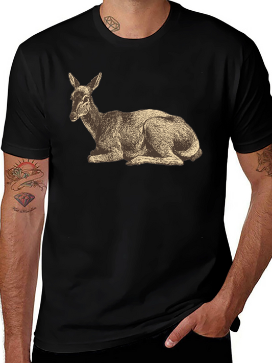 Vintage Deer Graphic T-Shirt - Black