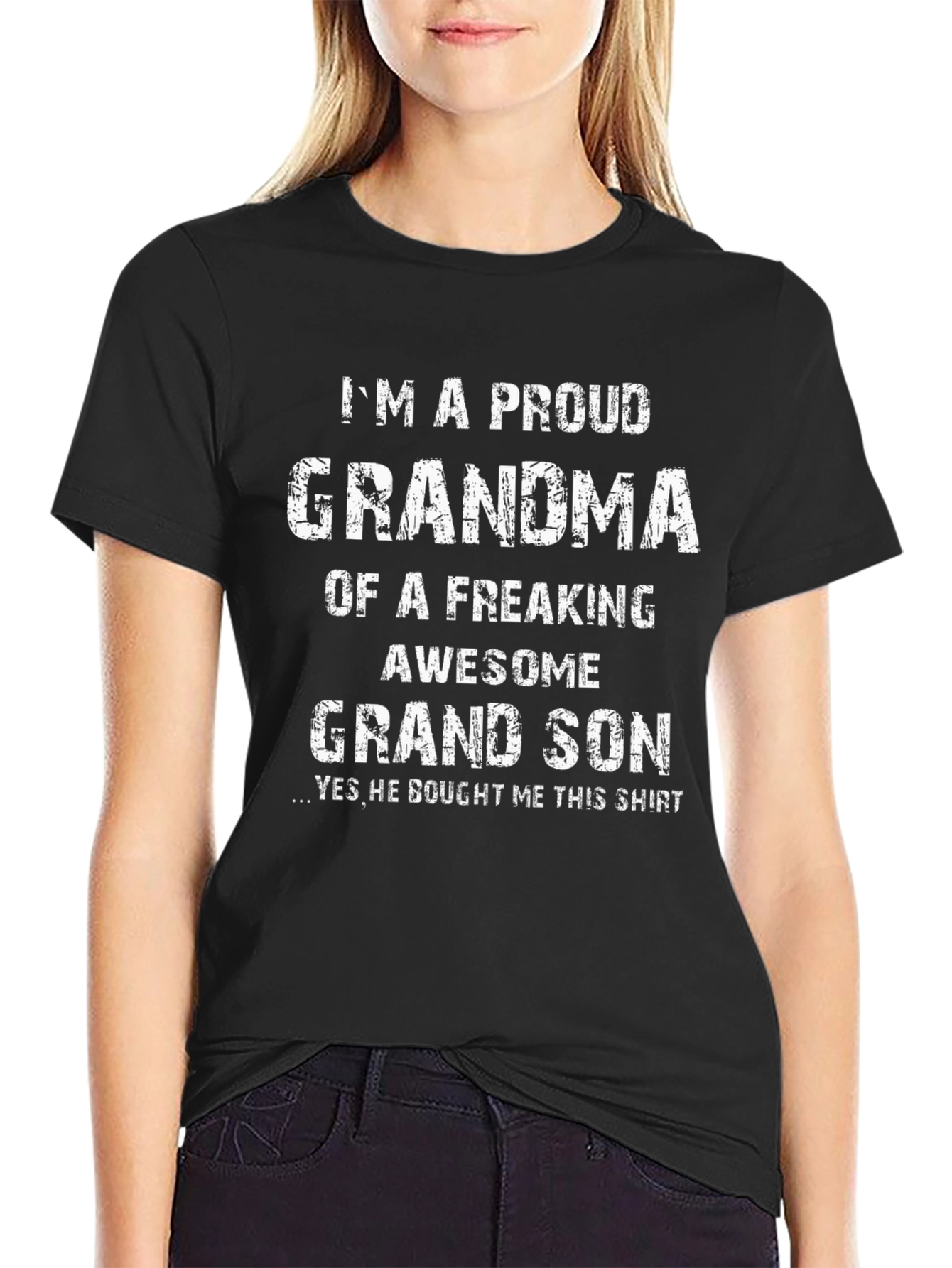 Proud Grandma Graphic T-Shirt - Freaking Awesome Grandson