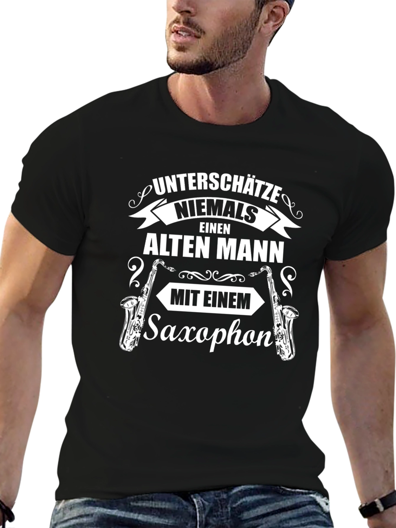 Saxophonist Old Man Graphic T-Shirt