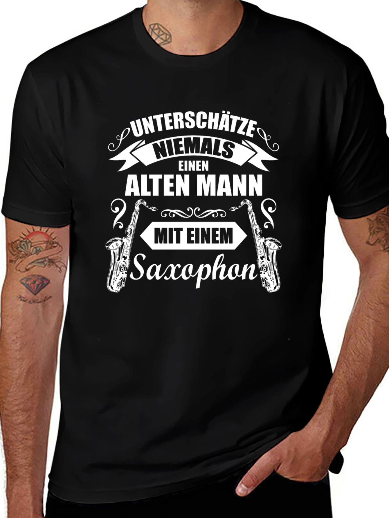 Saxophonist Old Man Graphic T-Shirt