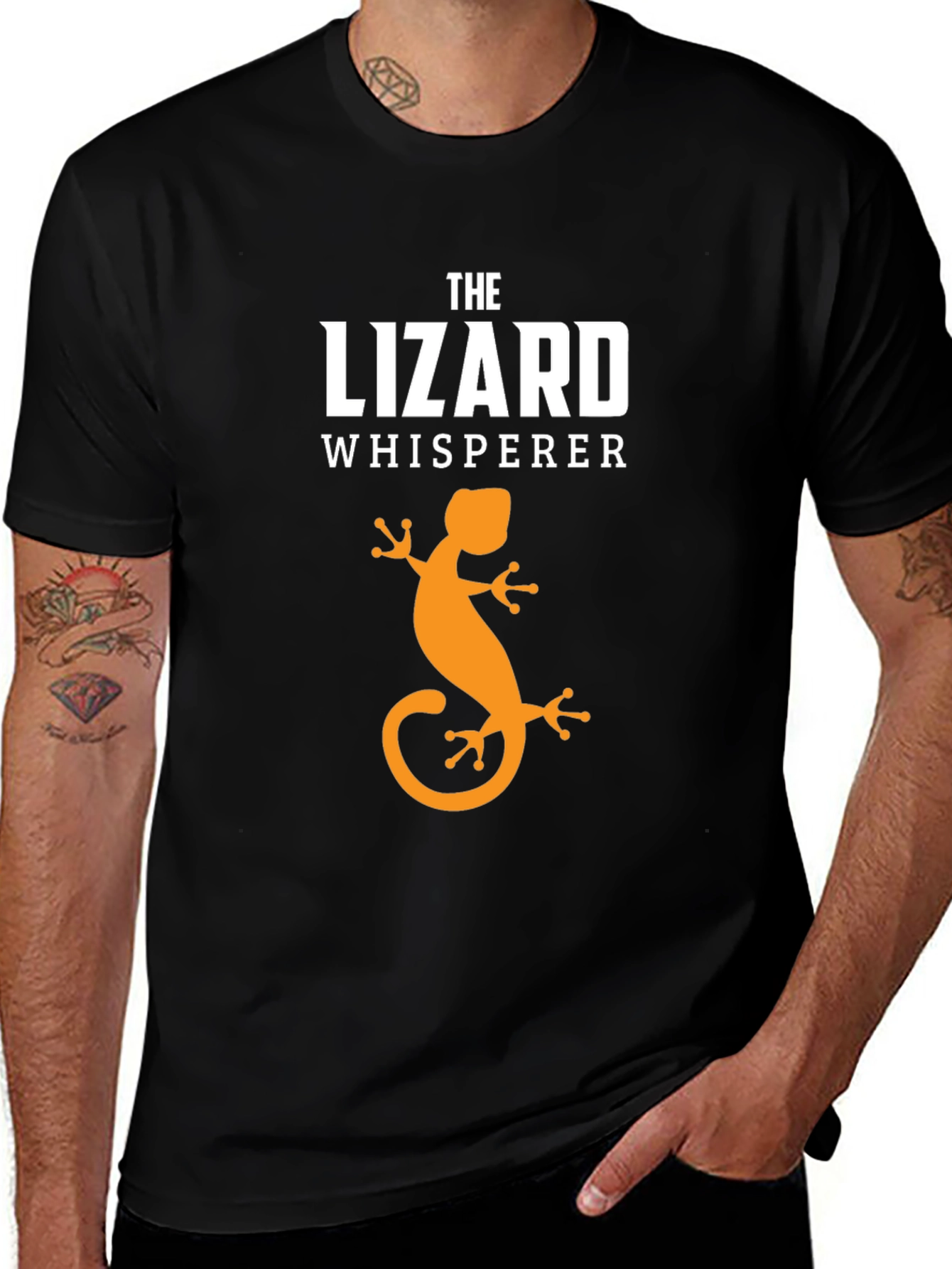 The Lizard Whisperer Black Graphic T-Shirt