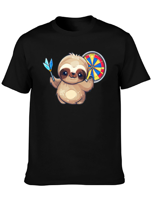 Sloth Dart T-Shirt - Novelty Graphic Tee for Dart Lovers