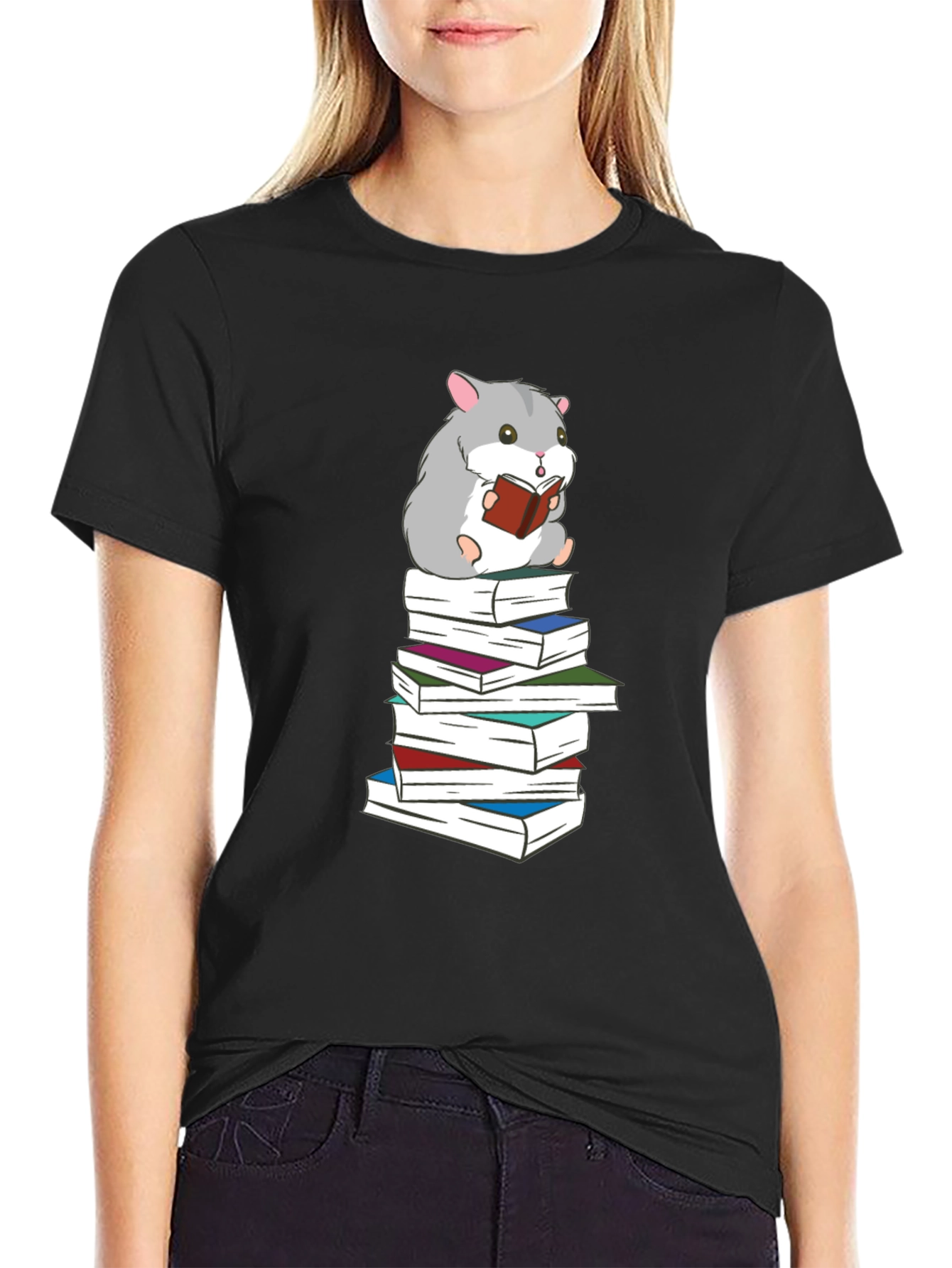 Hamster Reading Book T-Shirt