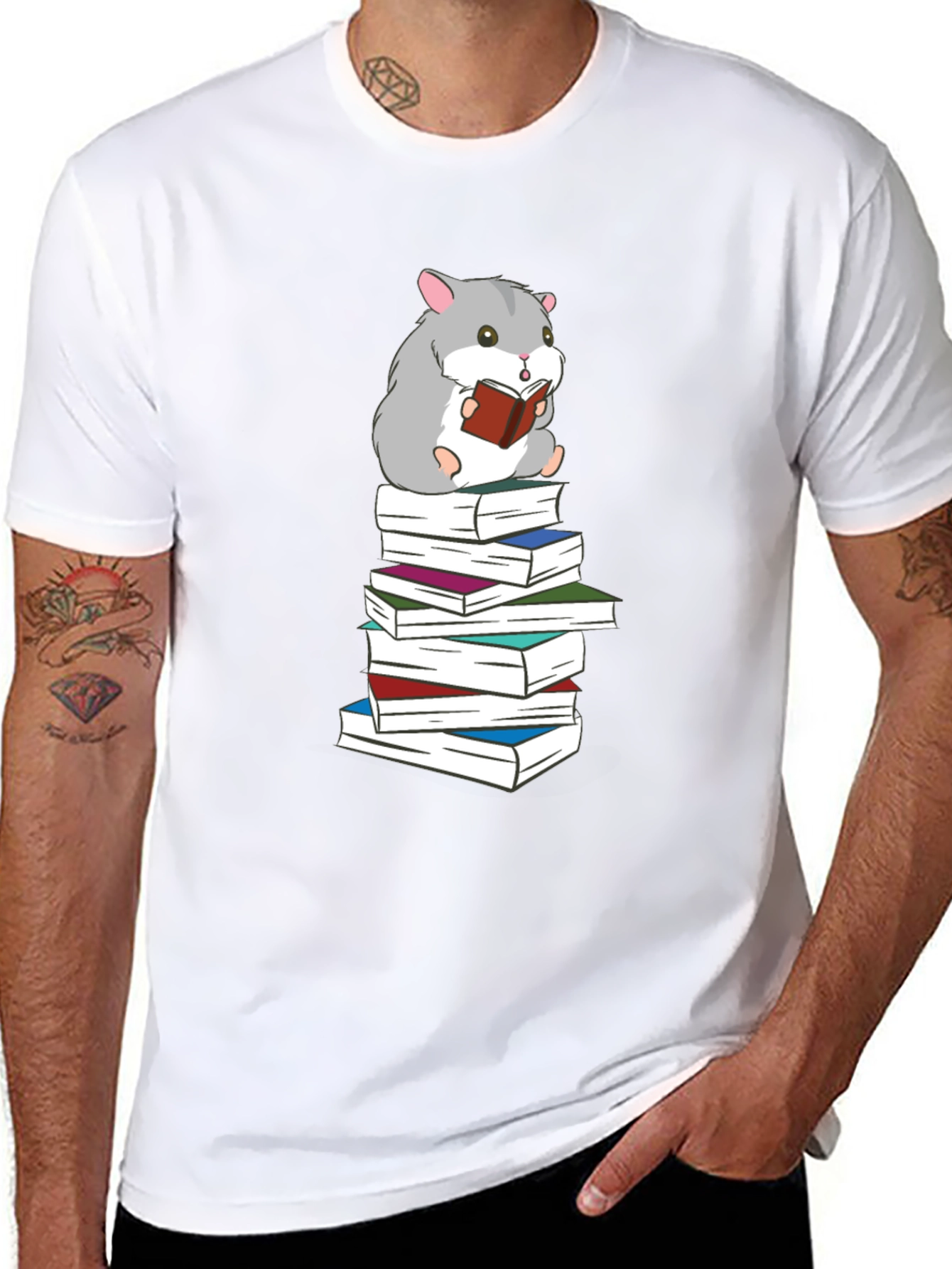 Hamster Reading Book T-Shirt