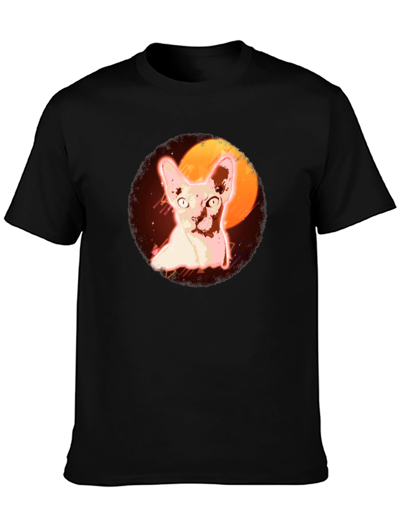 Sphynx Cat Graphic T-Shirt - Retro Moon Design