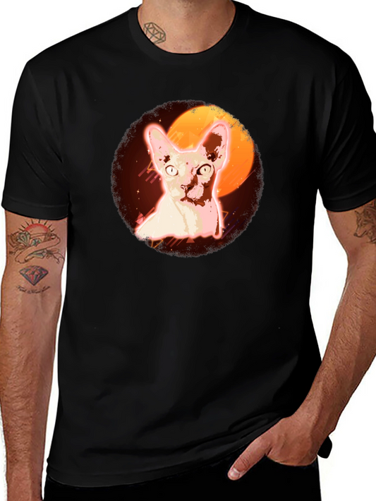 Sphynx Cat Graphic T-Shirt - Retro Moon Design