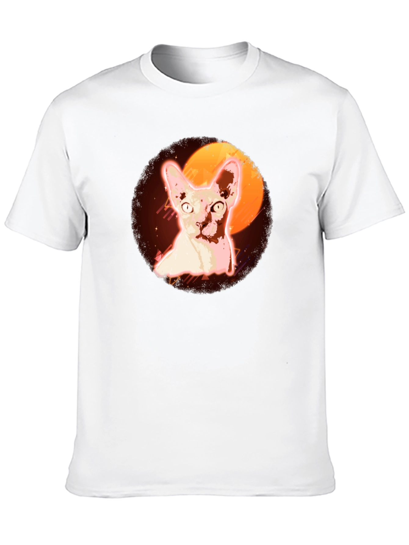 Sphynx Cat Graphic T-Shirt - Retro Moon Design