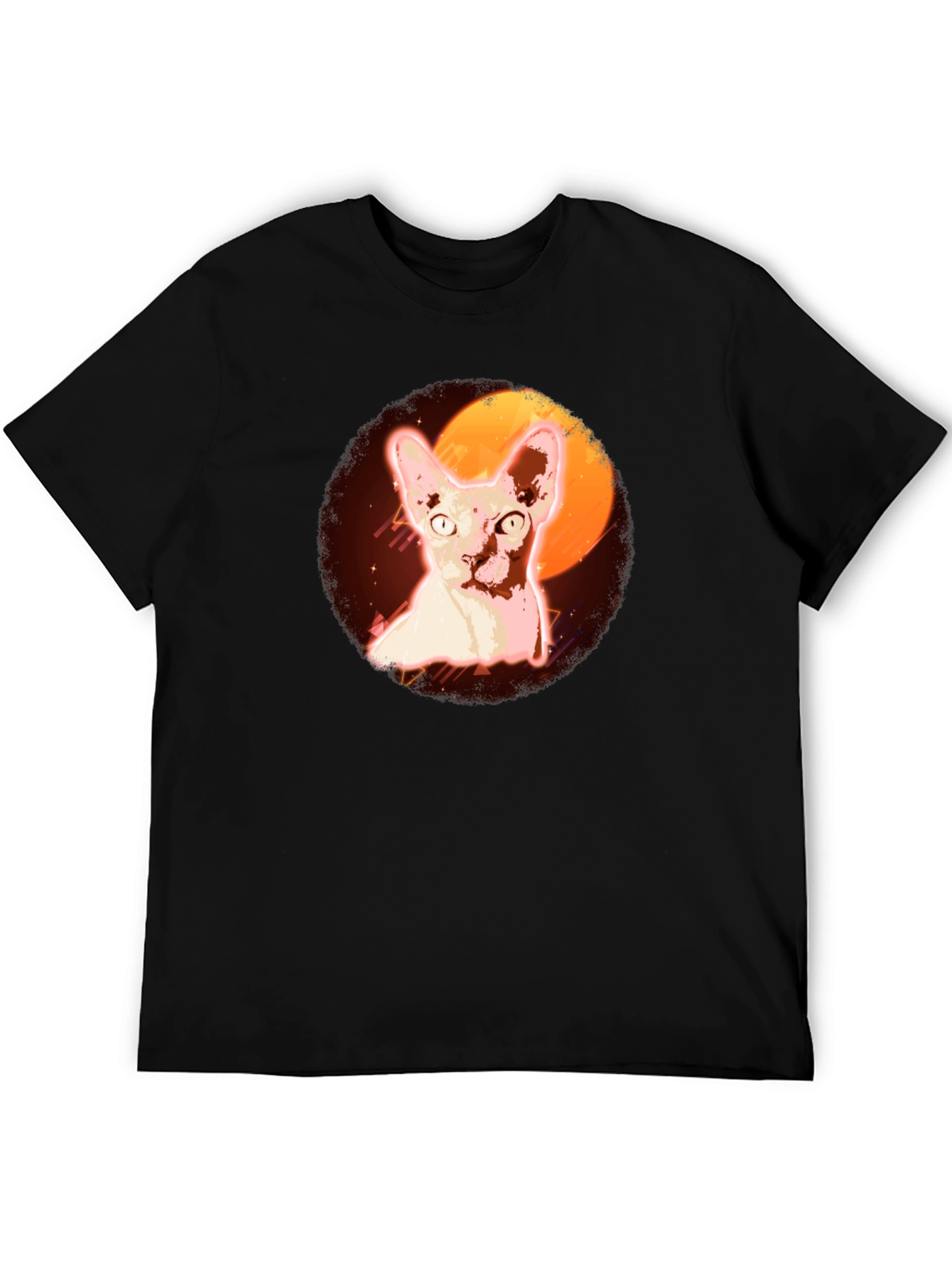 Sphynx Cat Graphic T-Shirt - Retro Moon Design