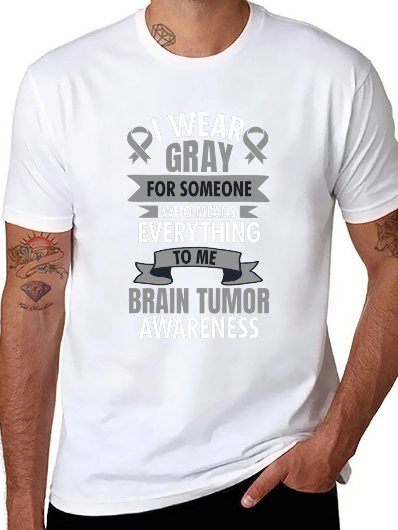 Gray Ribbon Brain Tumor Awareness T-Shirt
