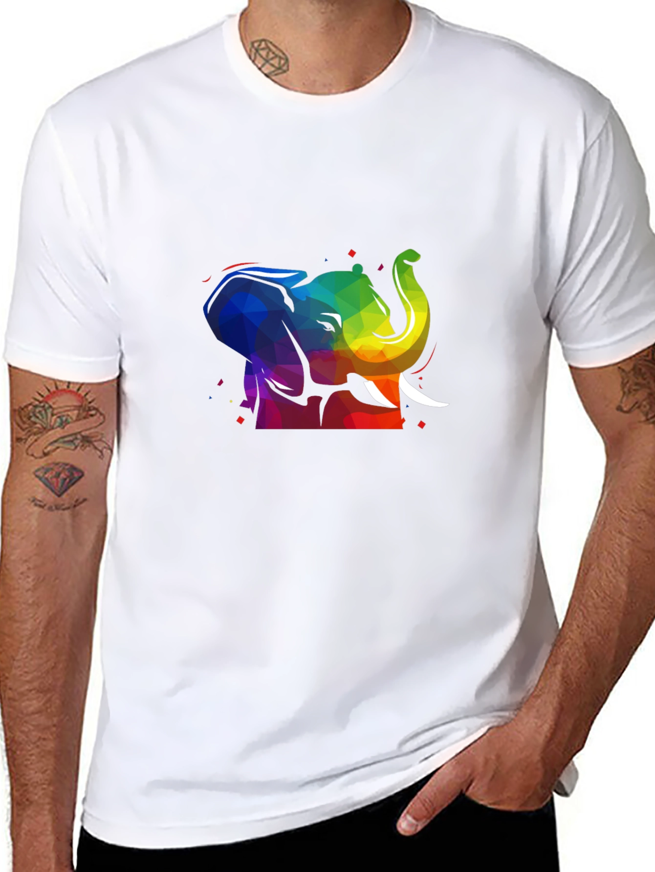 Rainbow Elephant T-Shirt - Black