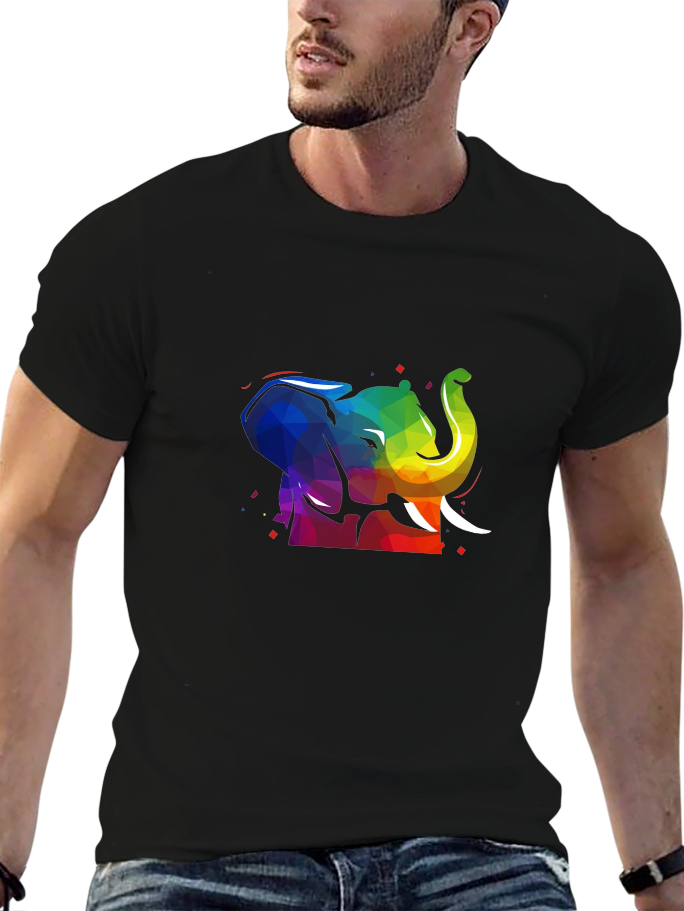 Rainbow Elephant T-Shirt - Black