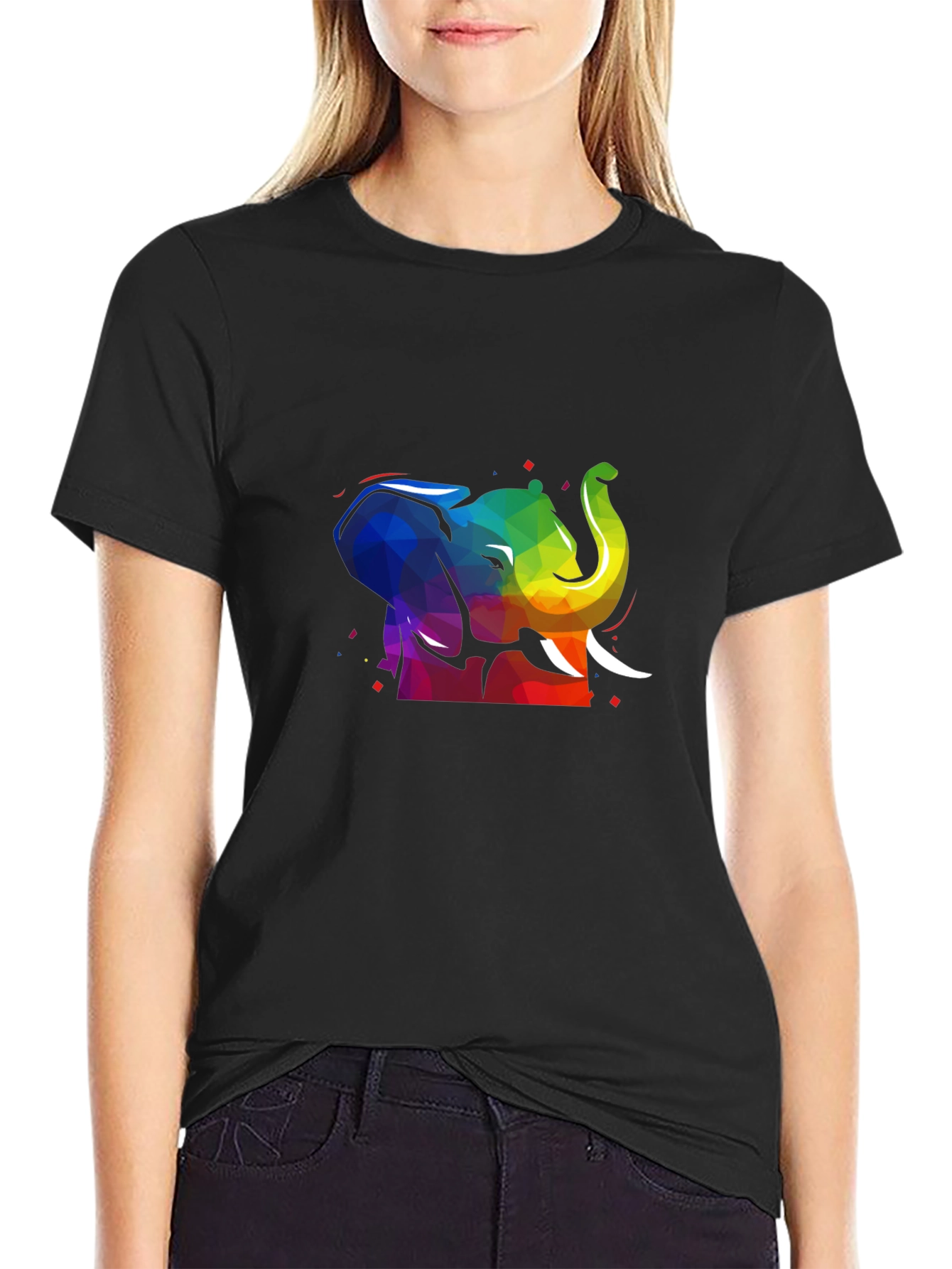 Rainbow Elephant T-Shirt - Black