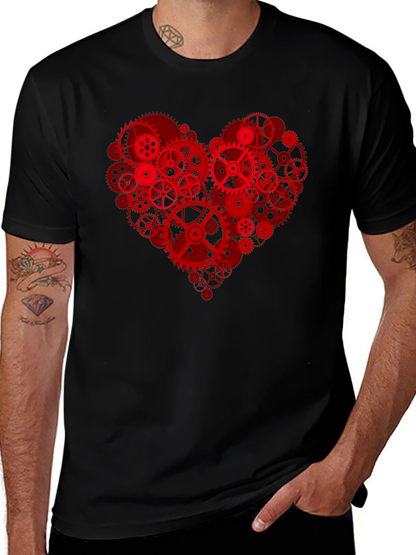 Steampunk Heart Gears T-Shirt - Unique Design
