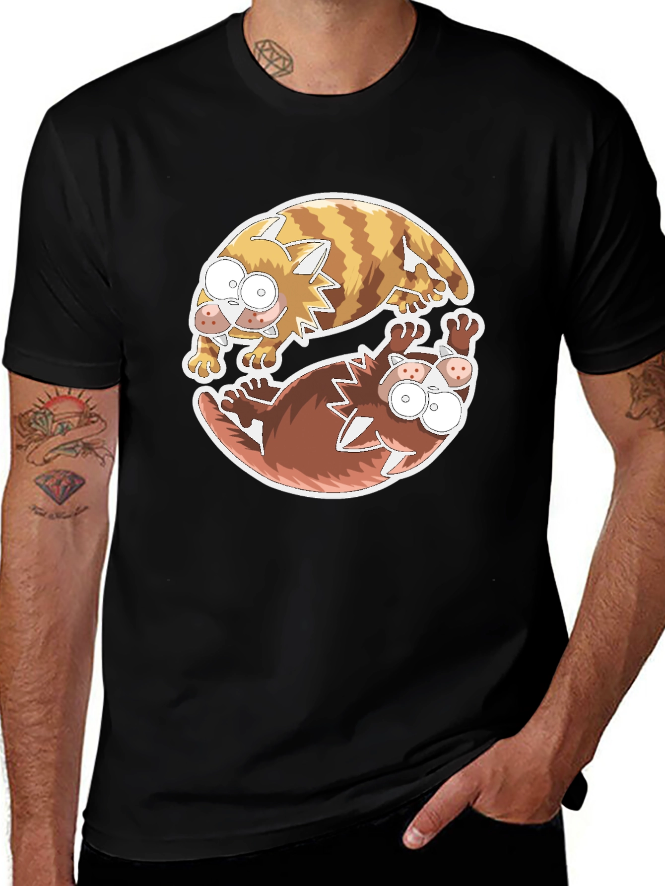 Yin Yang Cats Graphic Tee - Relaxed Fit