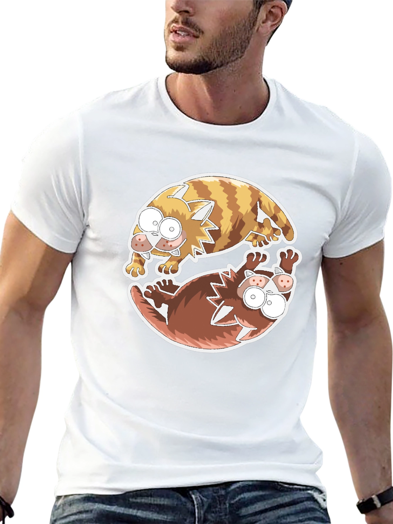 Yin Yang Cats Graphic Tee - Relaxed Fit