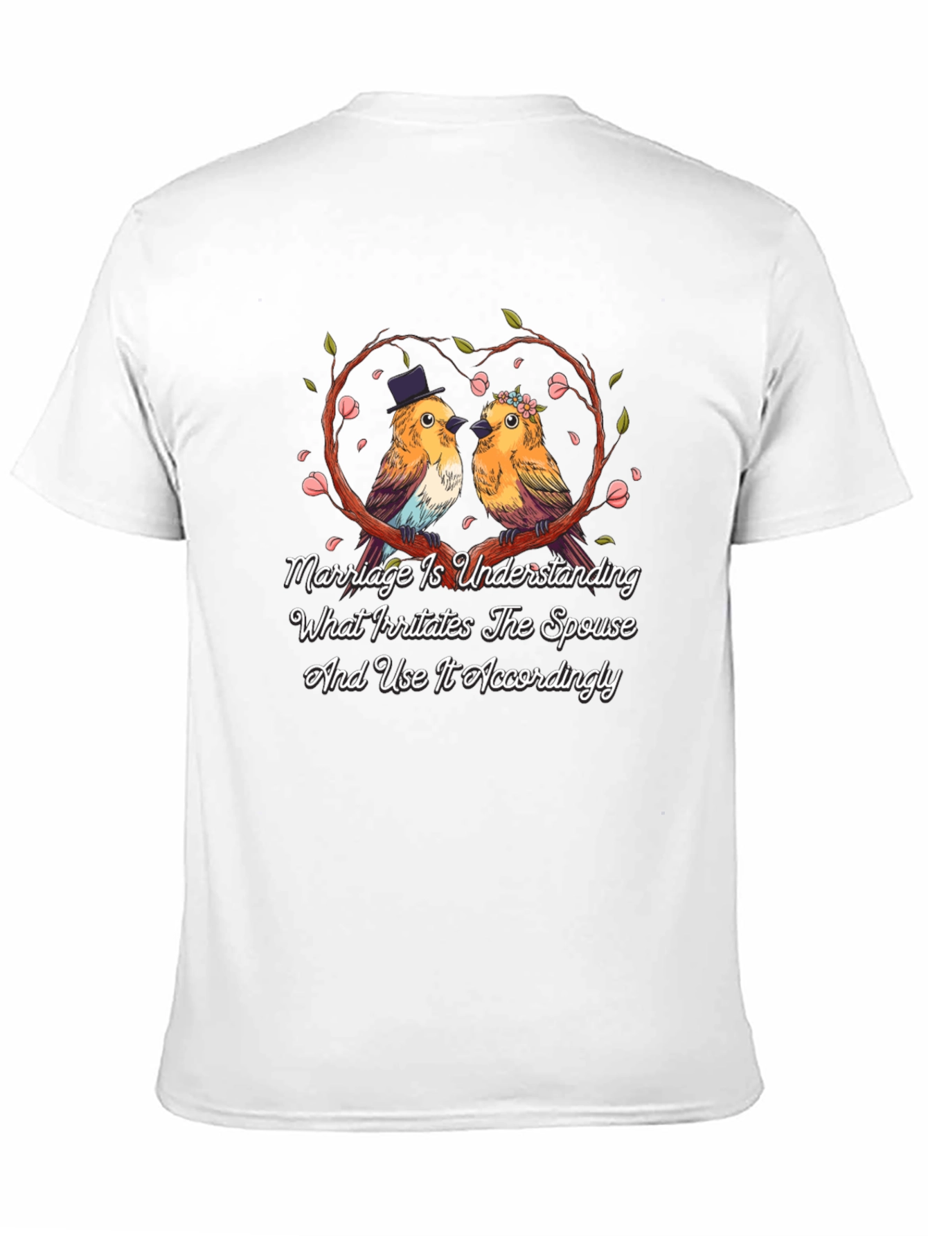Marriage Understanding Bird Graphic Black T-Shirt