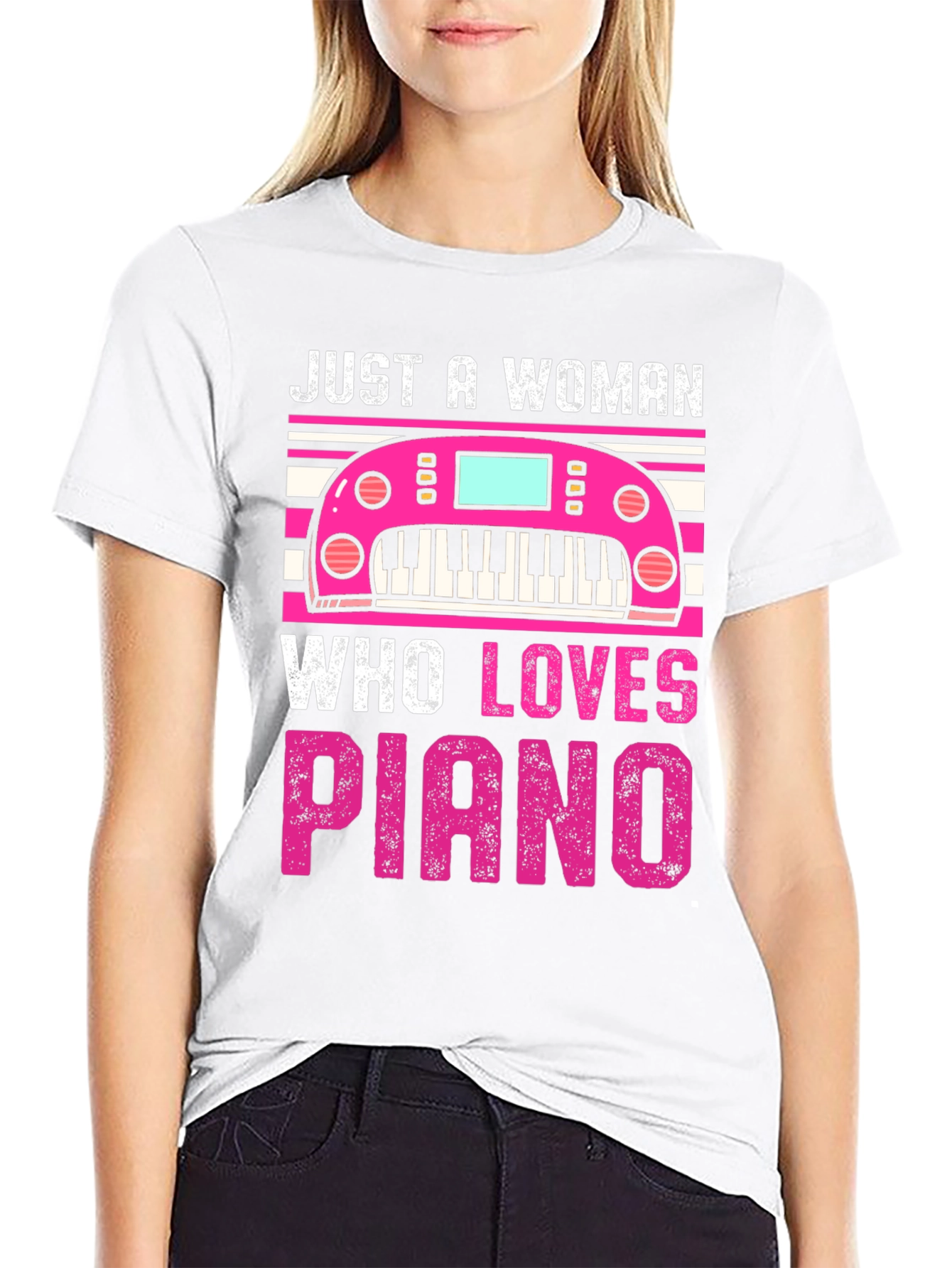 Just A Woman Who Loves Piano Graphic Tee