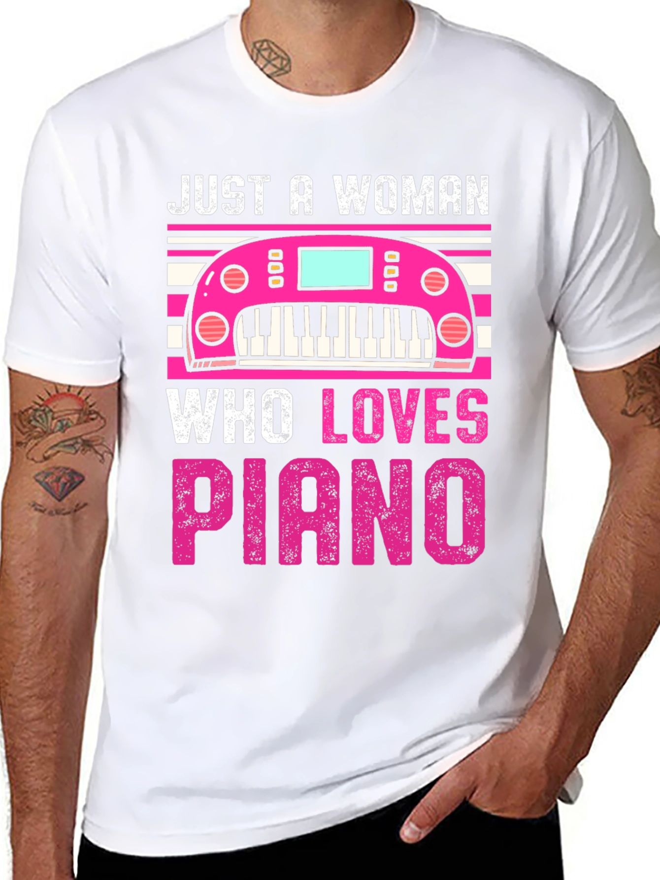 Just A Woman Who Loves Piano Graphic Tee