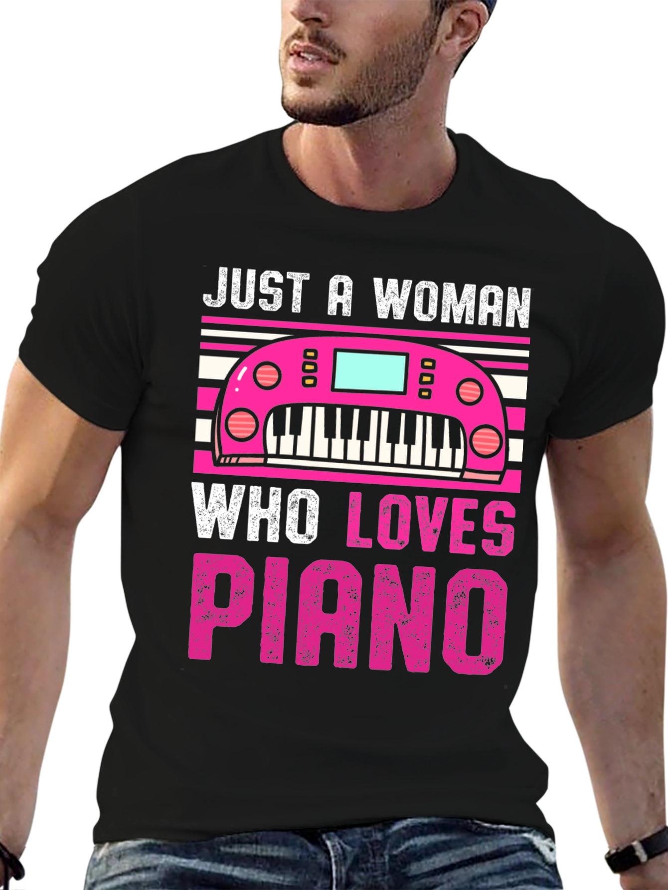 Just A Woman Who Loves Piano Graphic Tee