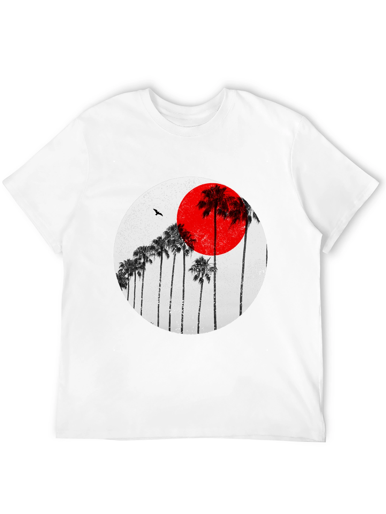 Sunset Palm Tee - Black Cotton Graphic T-Shirt