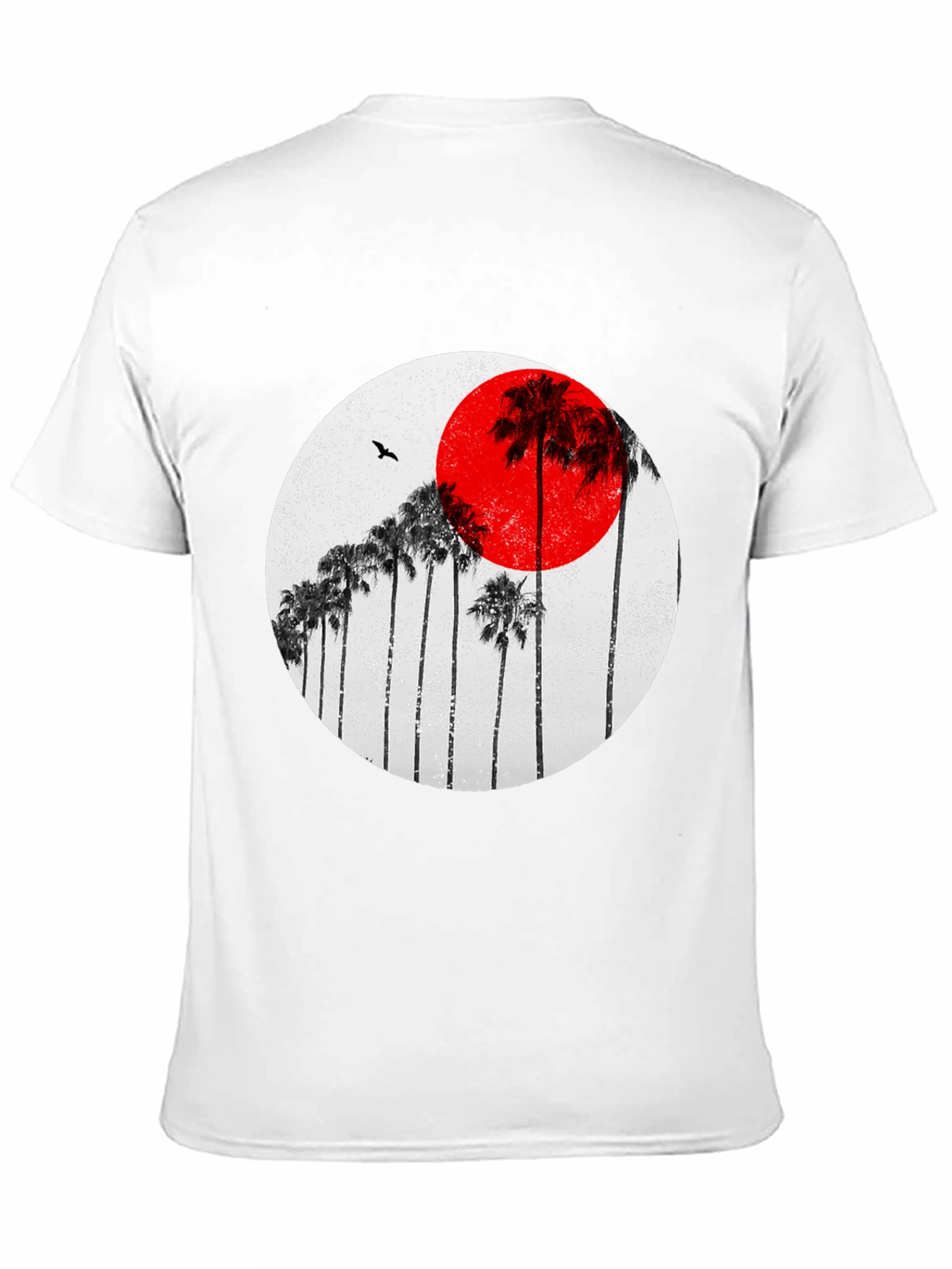 Sunset Palm Tee - Black Cotton Graphic T-Shirt