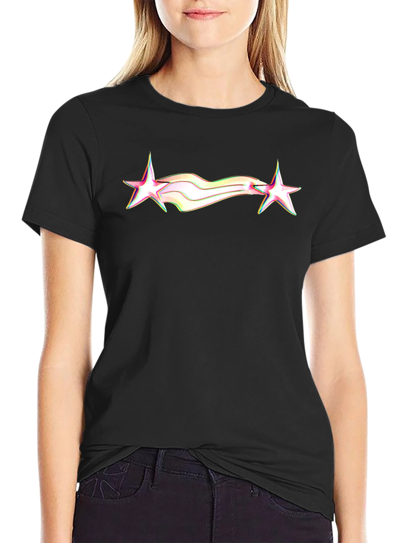 Retro Star Graphic Tee - Black Cotton Blend