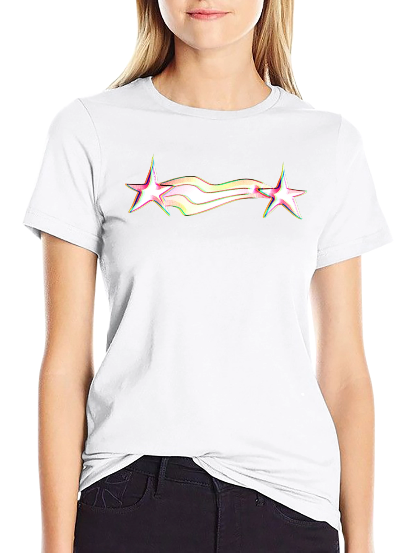 Retro Star Graphic Tee - Black Cotton Blend