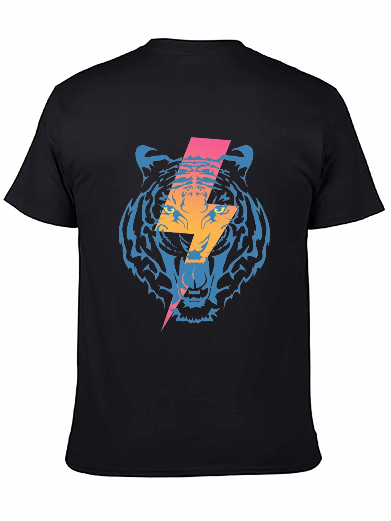Tiger Lightning Bolt Graphic Tee - Cool Black T-Shirt