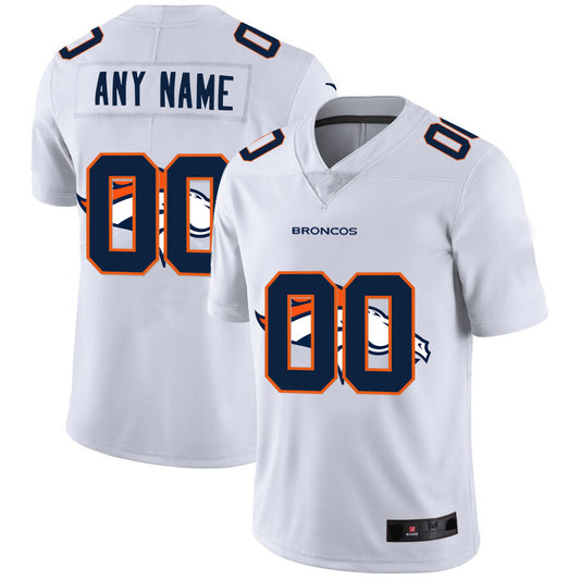 Custom1 Denver Broncos White Team Big Logo Vapor Untouchable Limited Jerseys Stitched Jerseys American Football Jerseys