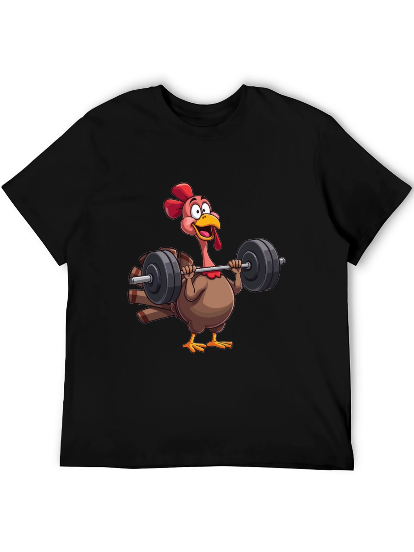 Funny Turkey Lifting Weights Black T-Shirt