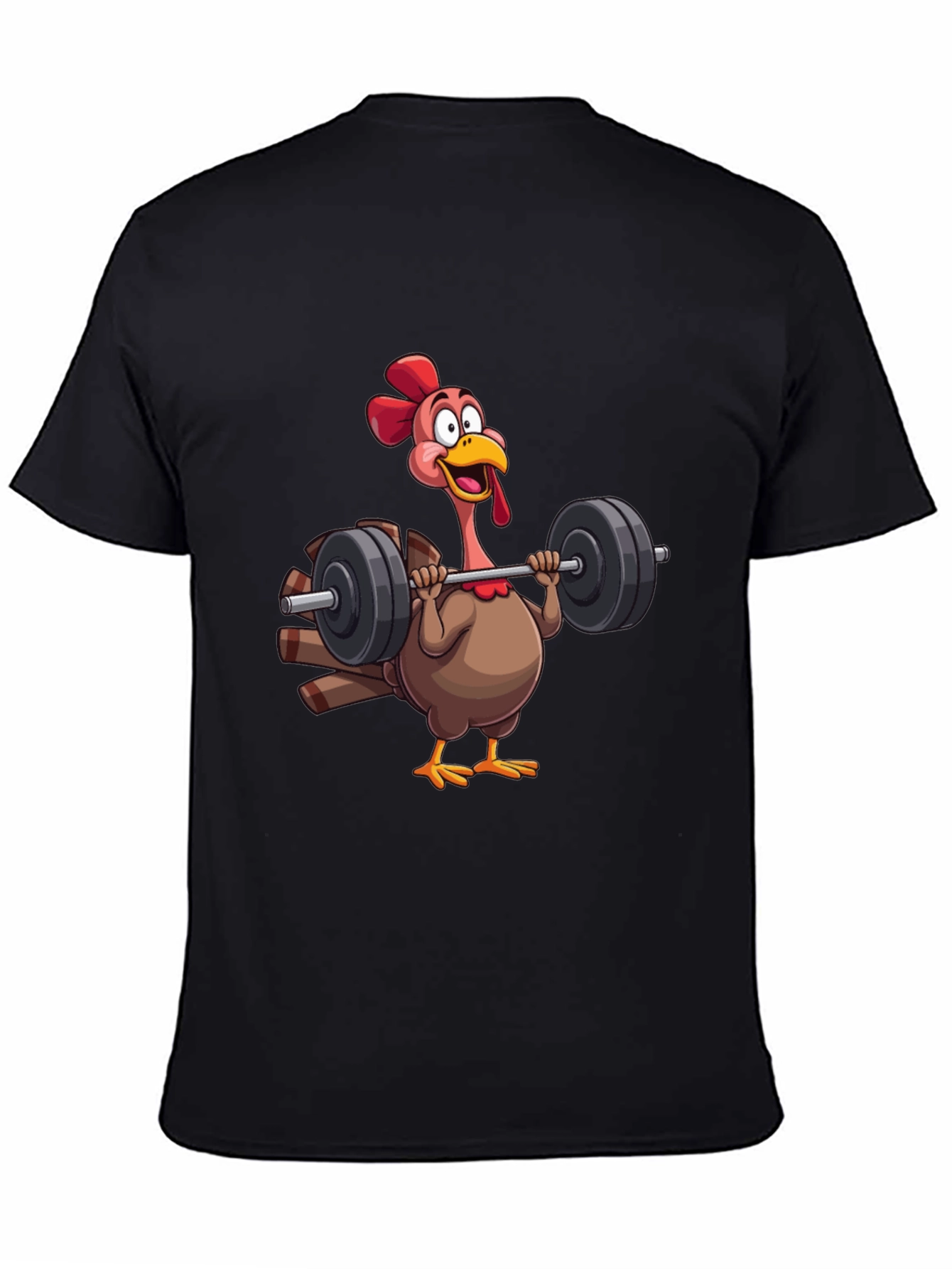 Funny Turkey Lifting Weights Black T-Shirt