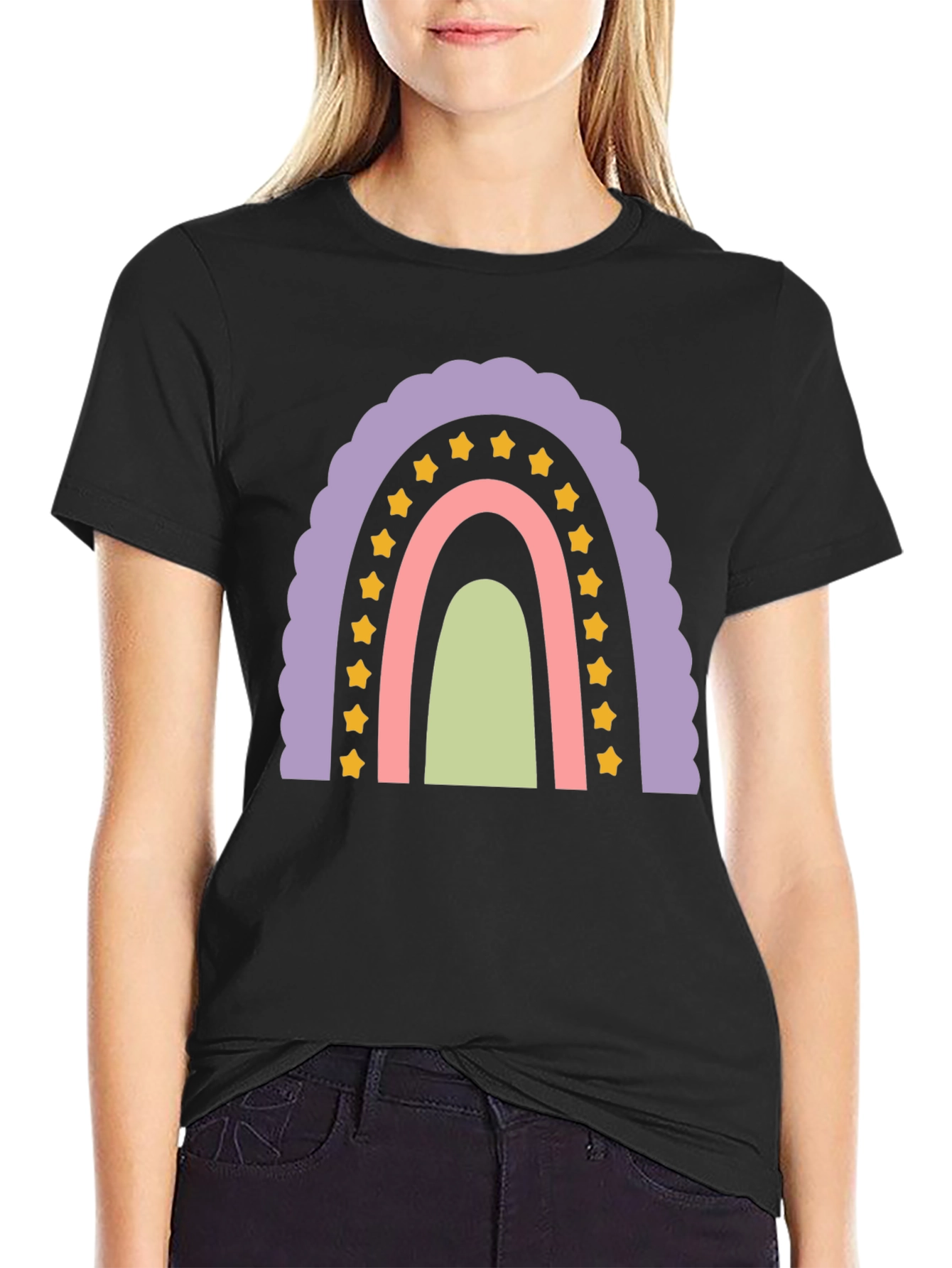 Pastel Rainbow Star T-Shirt - Fun & Stylish!