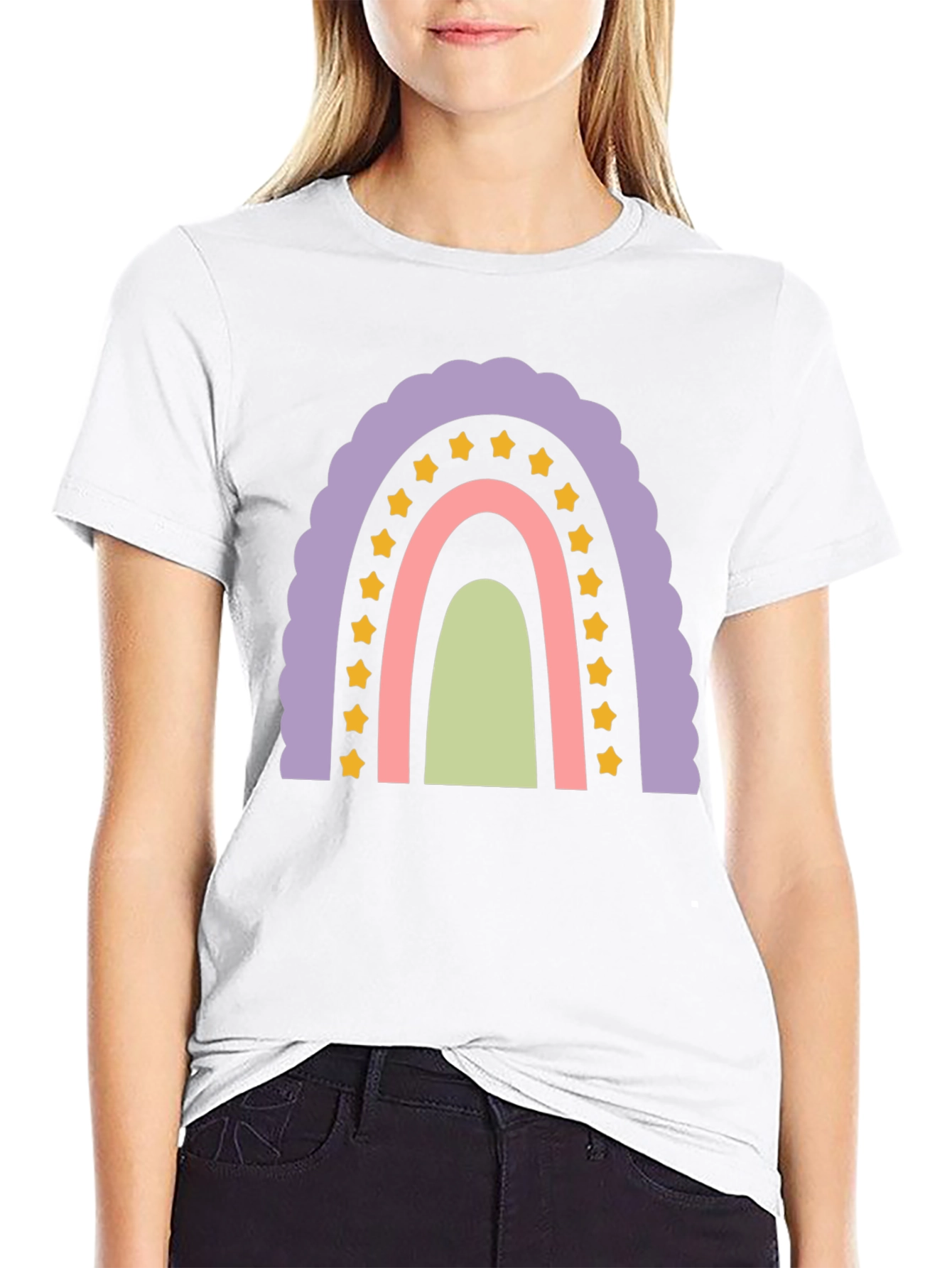 Pastel Rainbow Star T-Shirt - Fun & Stylish!