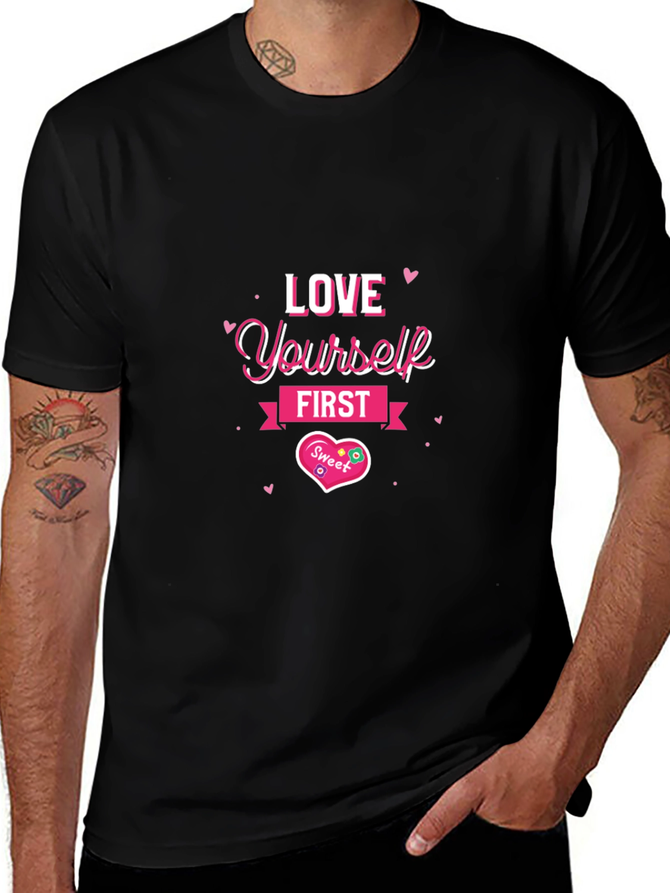 Love Yourself First Black Graphic Tee
