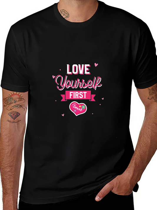 Love Yourself First Black Graphic Tee