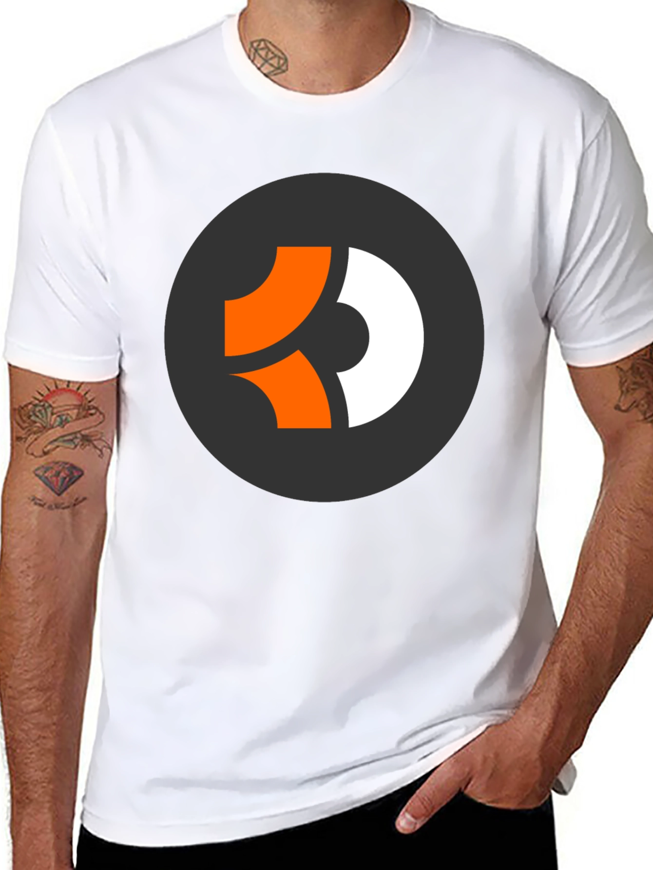 Modern Graphic Tee - Black with Abstract Circle Logo