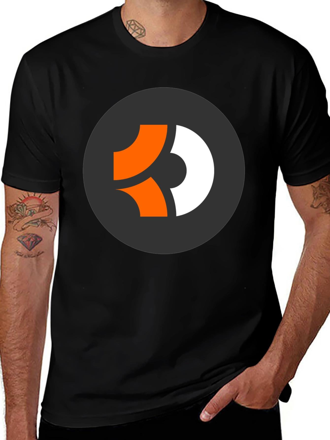 Modern Graphic Tee - Black with Abstract Circle Logo