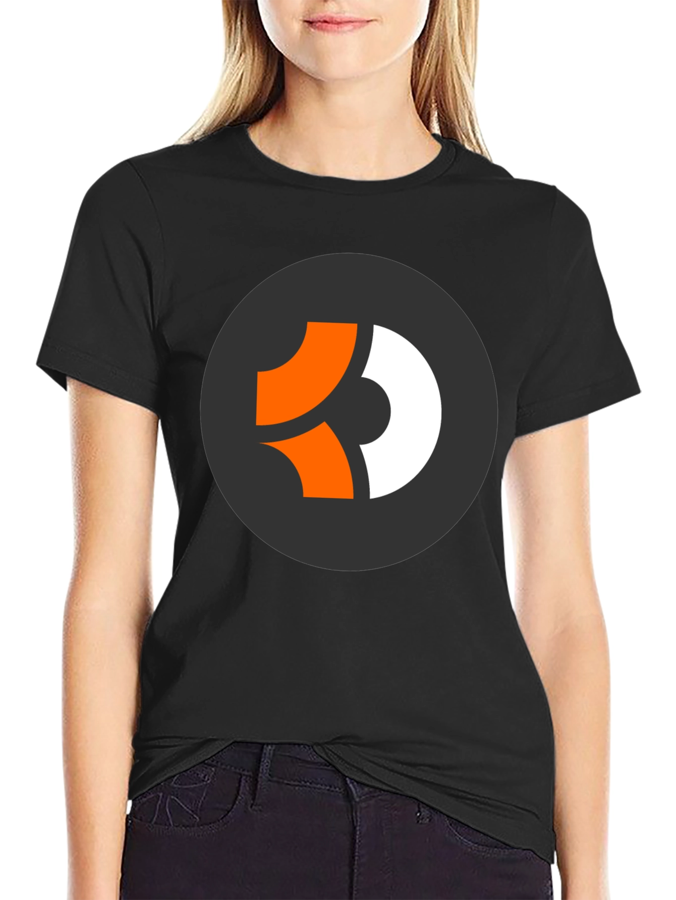 Modern Graphic Tee - Black with Abstract Circle Logo