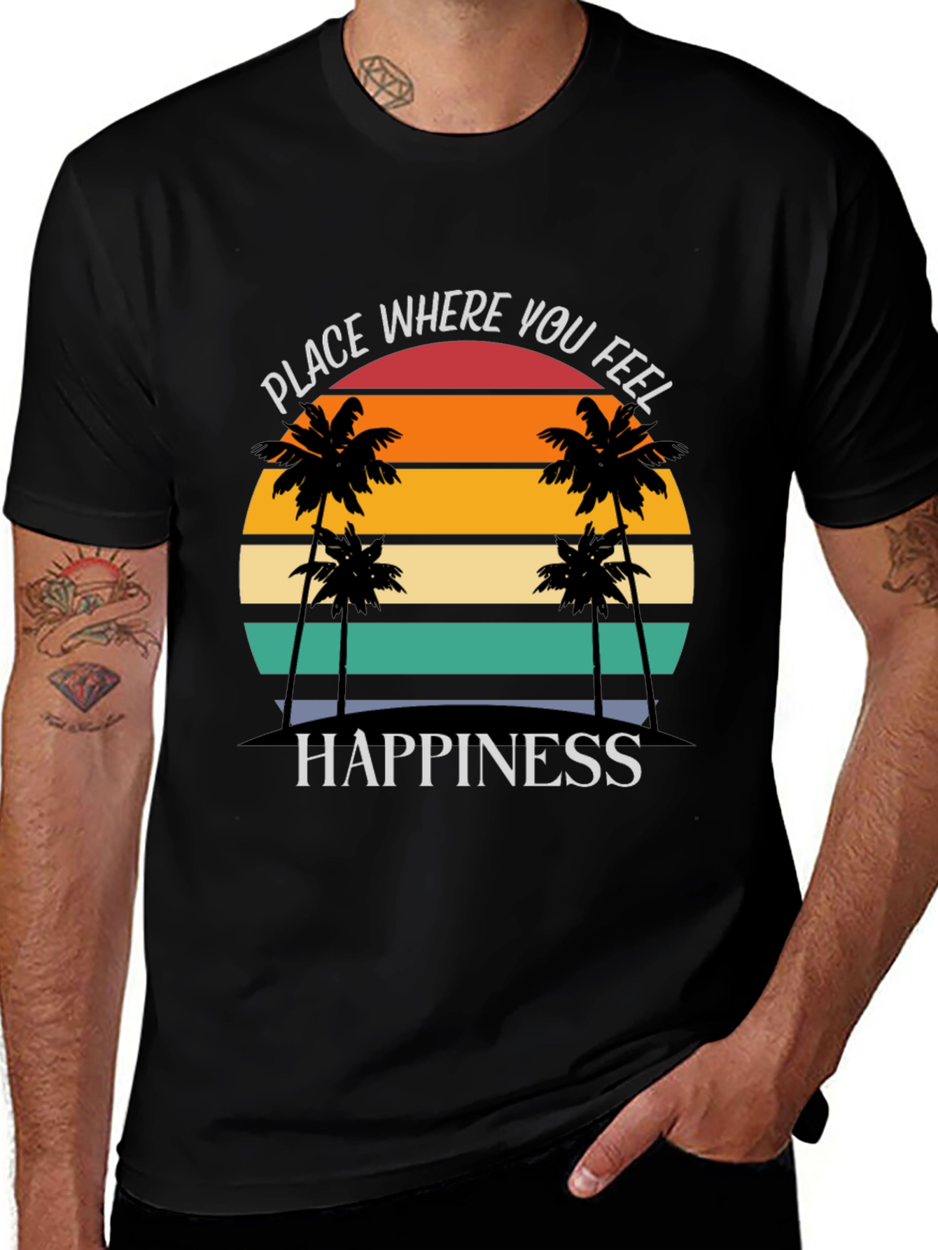 Tropical Sunset Happiness Graphic Tee