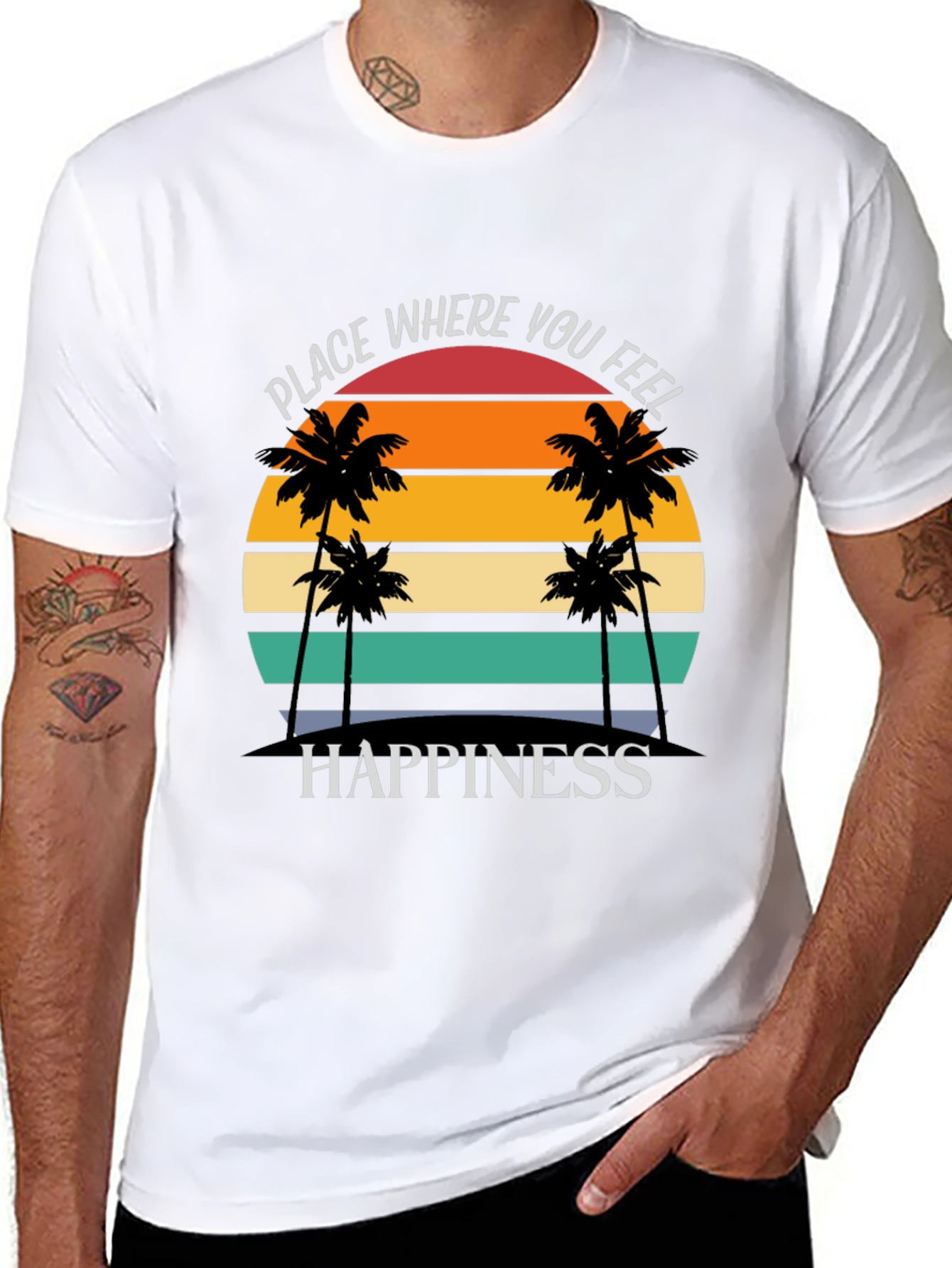Tropical Sunset Happiness Graphic Tee