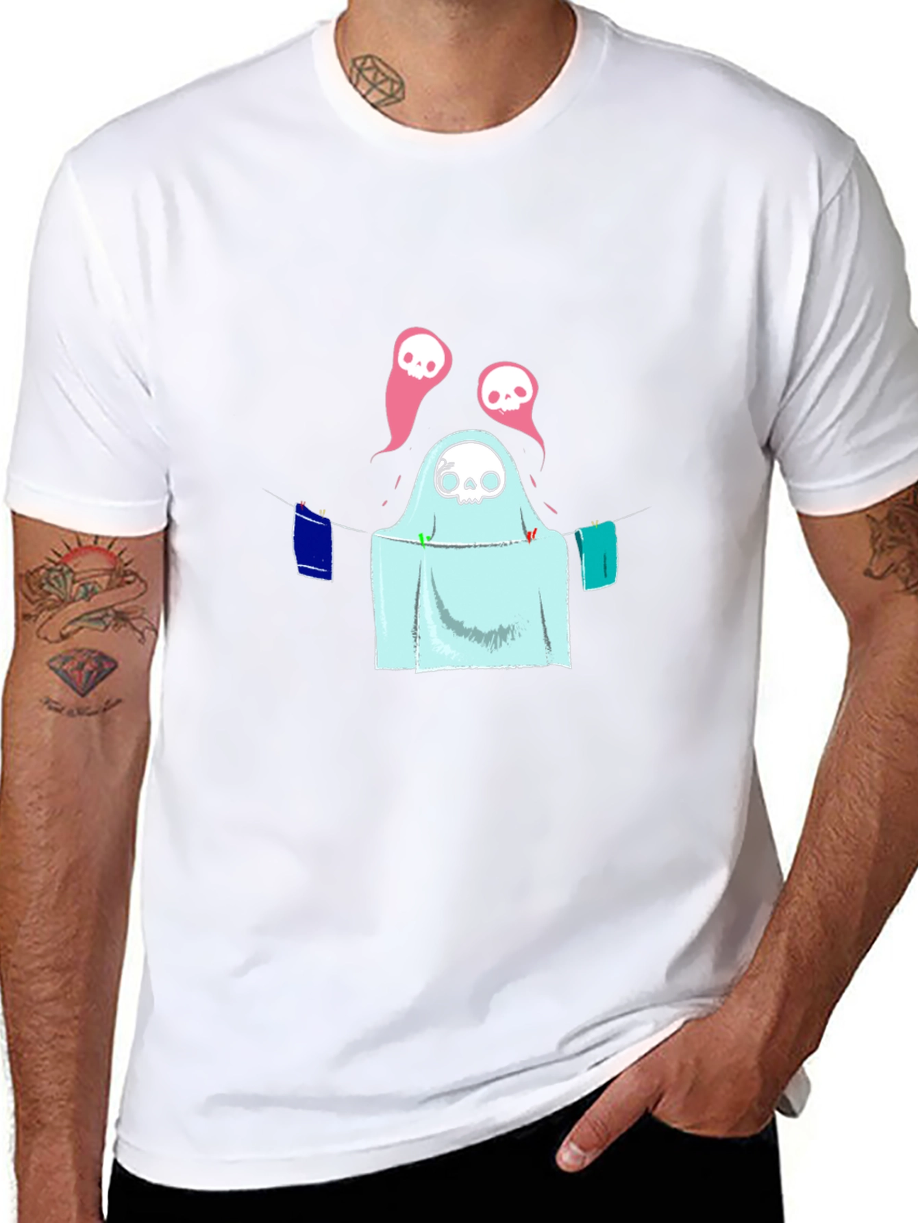 Spooky Laundry Ghost T-Shirt - Halloween Fun