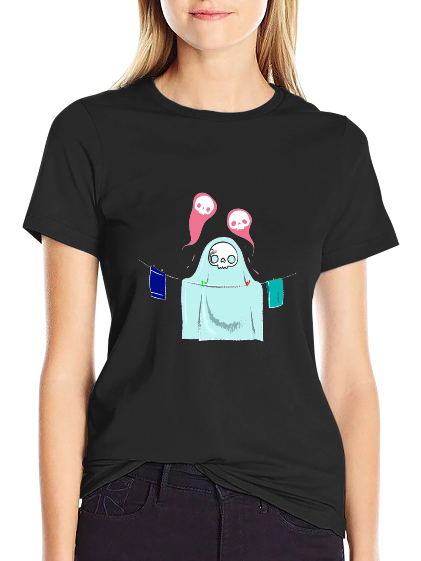 Spooky Laundry Ghost T-Shirt - Halloween Fun