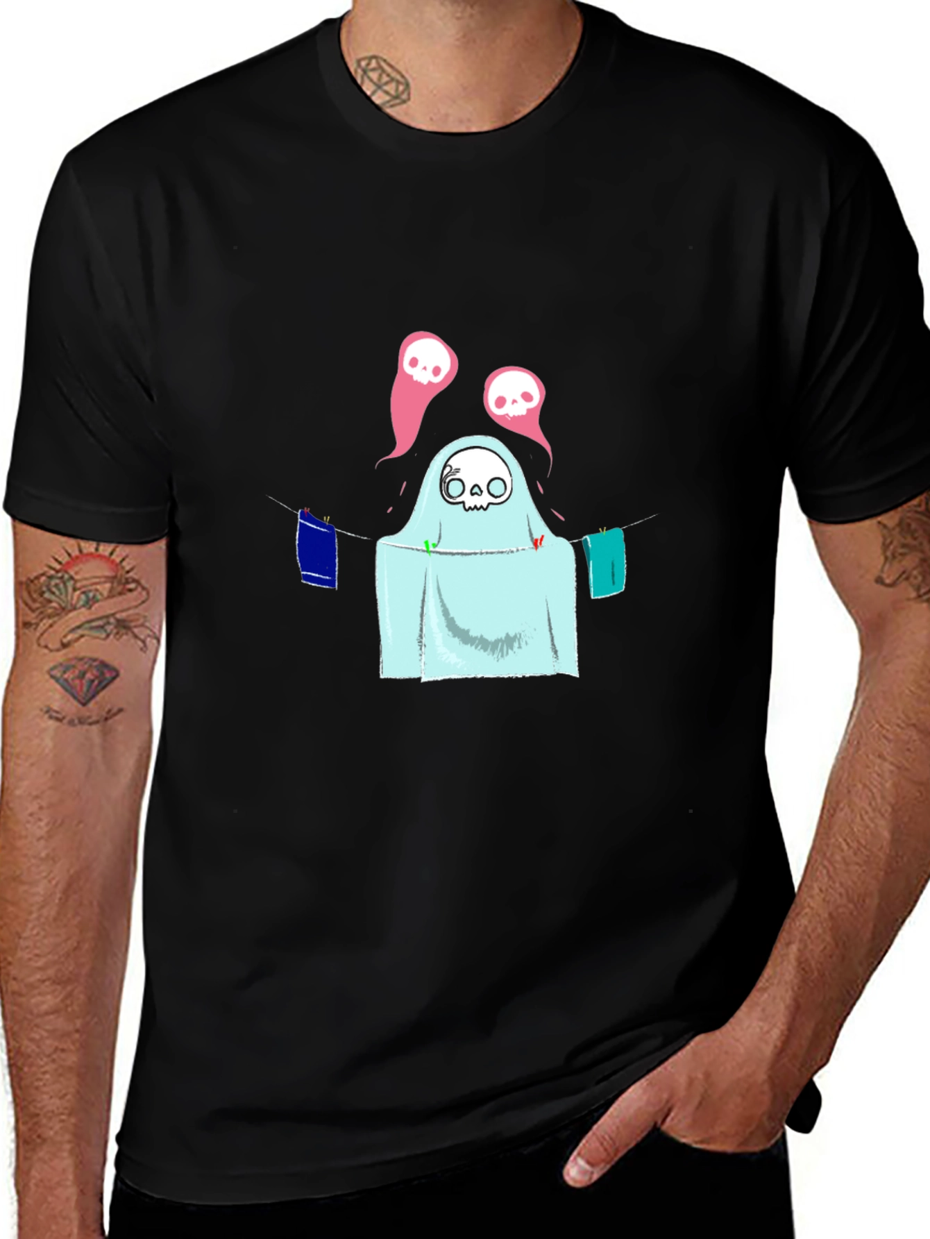 Spooky Laundry Ghost T-Shirt - Halloween Fun