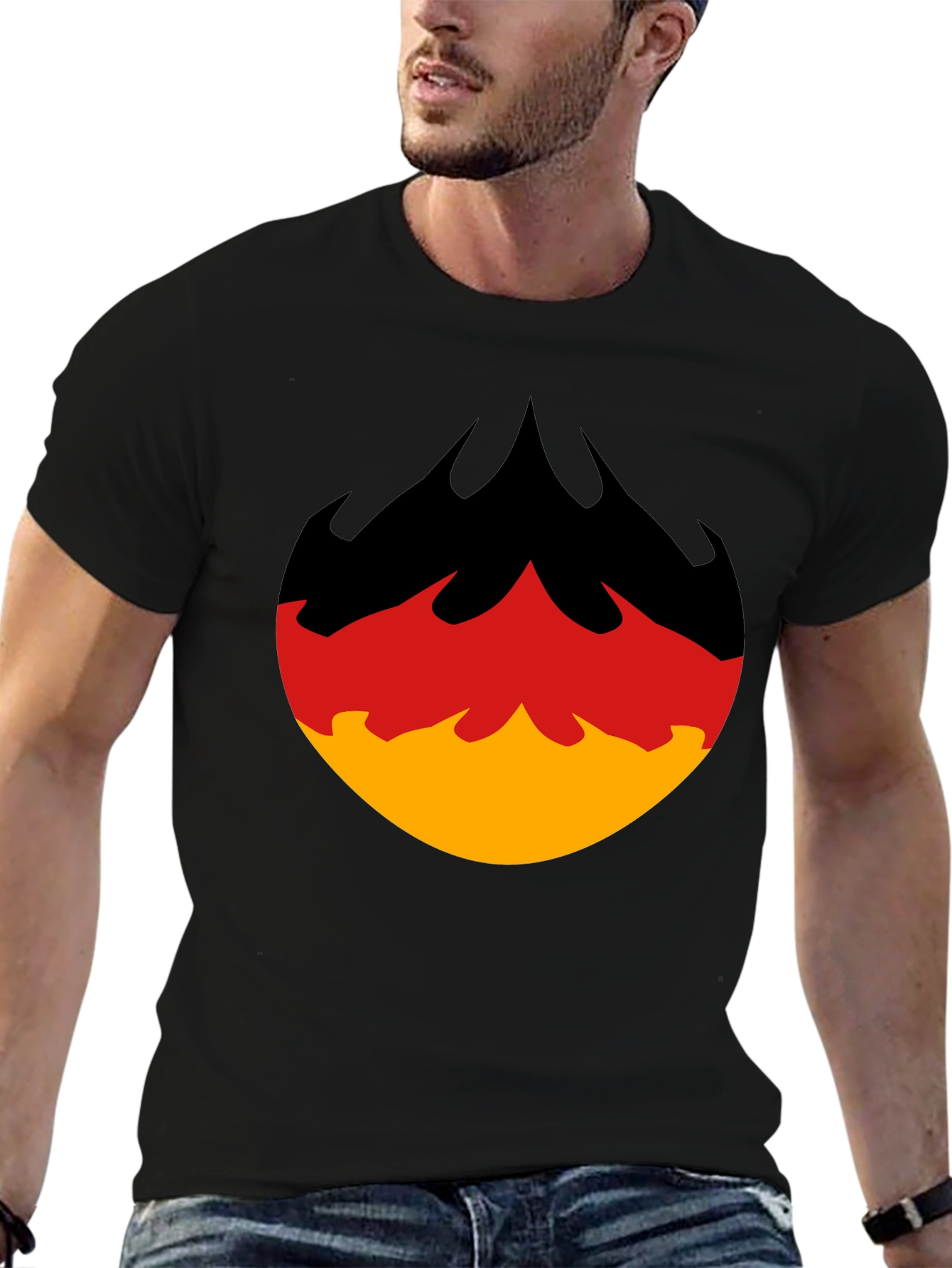 Flame Design Tee - Black Graphic T-Shirt