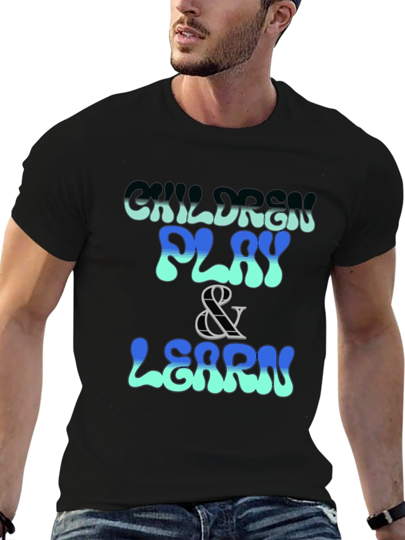 Children Play & Learn Graphic Tee - Black
