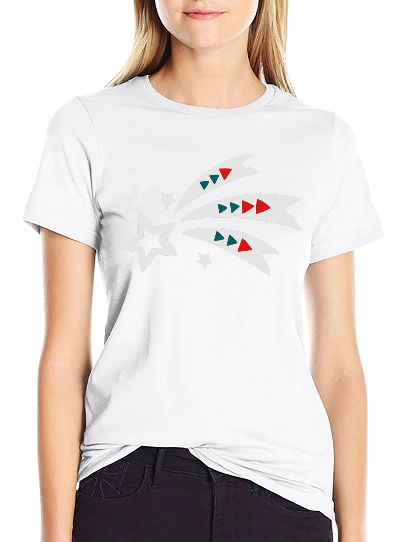 Festive Star Trail Graphic Tee - Black